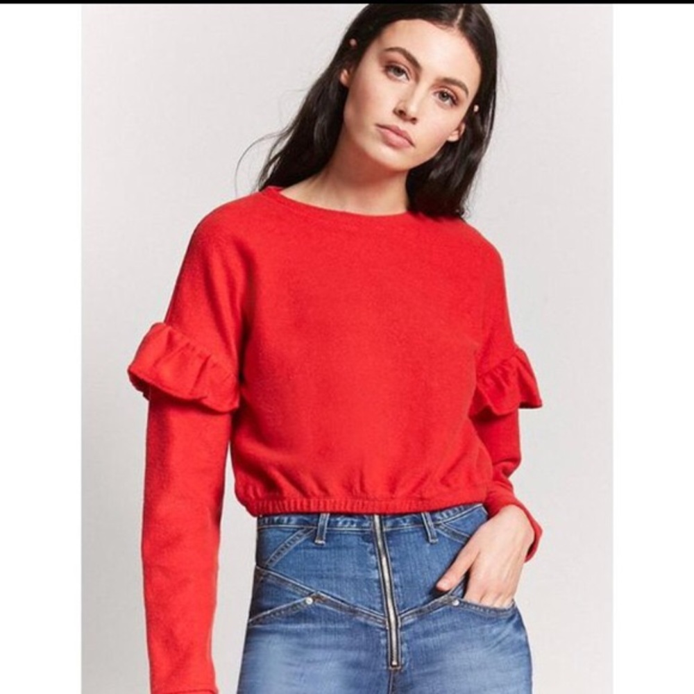 BARELY WORN F21 Red Cropped Sweater